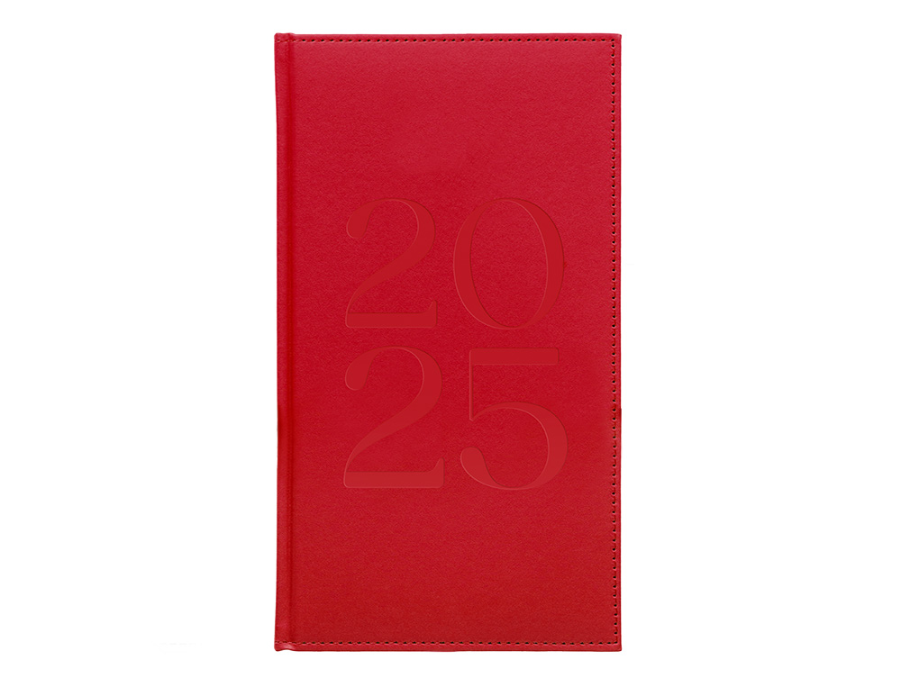 AGENDA ENCUADERNADA LIDERPAPEL CRETA 80X150 MM 2025 SEMANA VISTA COLOR ROSA BUGANVILLA PAPEL 70 GR