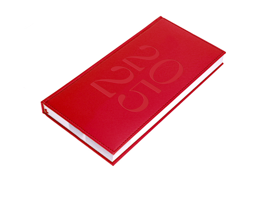 AGENDA ENCUADERNADA LIDERPAPEL CRETA 80X150 MM 2025 SEMANA VISTA COLOR ROSA BUGANVILLA PAPEL 70 GR